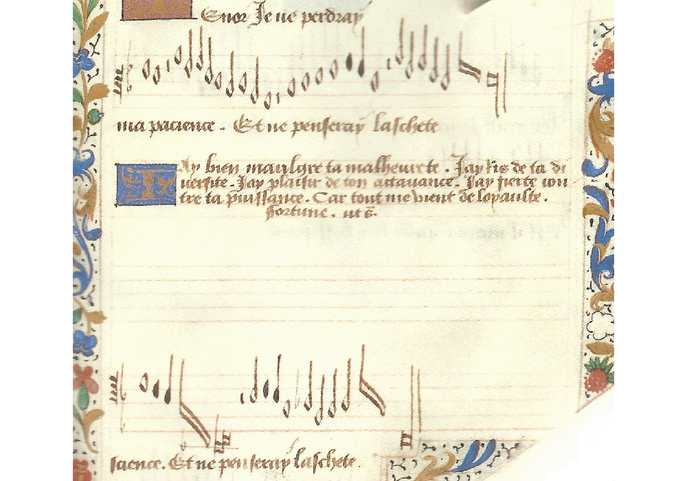 Chansonnier Jean Montchenu-Dufay-Ocheghem-Manuscript-Illuminated codex-facsimile book-Vicent García Editores-4 Song